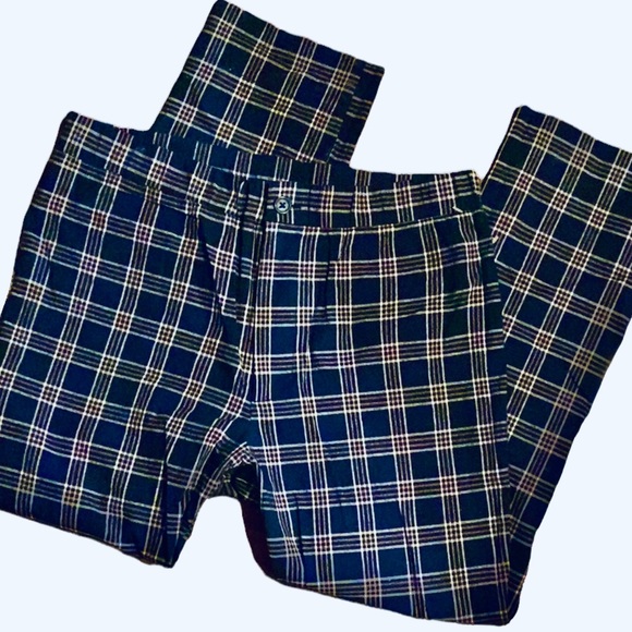 Sky and Sparrow Plaid Pants , Classic Straight Leg Relaxed Fit Plaid Pants - Picture 4 of 9